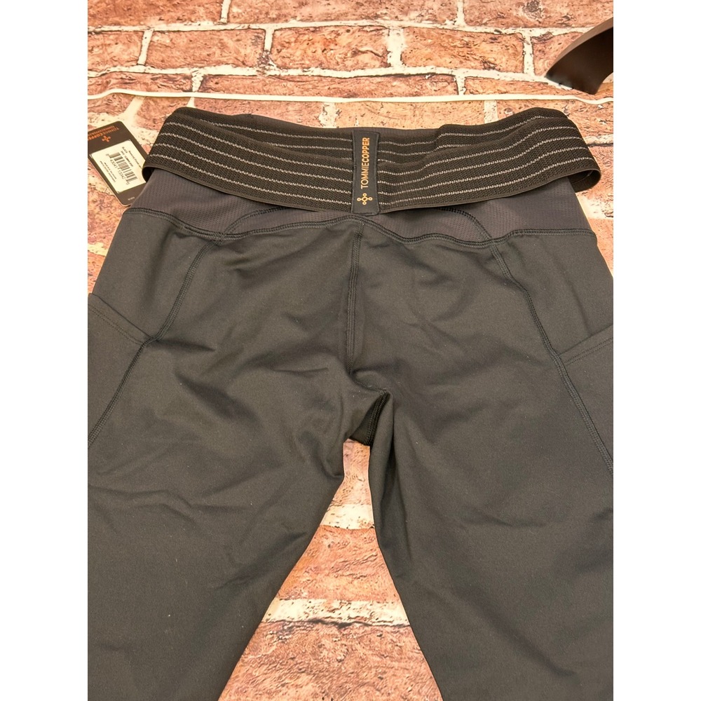 Tommie Copper Women Adj 2Pockets Capris 19" Black Compression Leggings - Picture 9 of 16